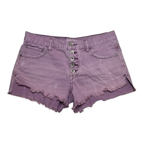 Free People Purple Button Up Micro Shorts Size 25 - Picture 1 of 4